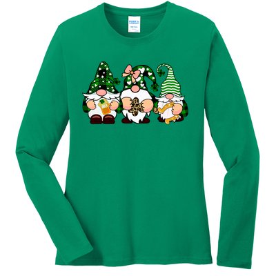 Gnomes St Patrick's Day Ladies Long Sleeve Shirt