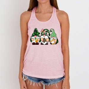 Gnomes St Patrick's Day Women's Knotted Racerback Tank