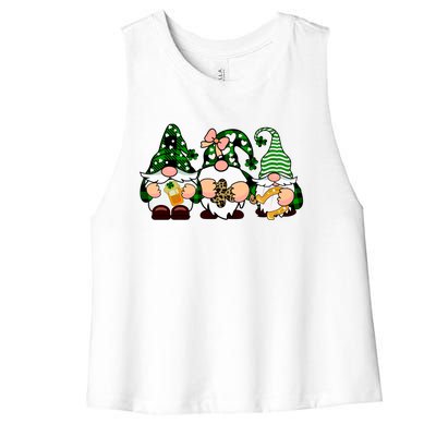 Gnomes St Patrick's Day Women's Racerback Cropped Tank