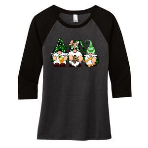 Gnomes St Patrick's Day Women's Tri-Blend 3/4-Sleeve Raglan Shirt