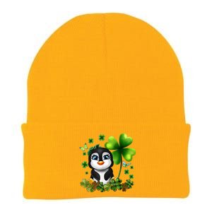 Girls St Patricks Day Gift For Penguin Kids Green Shamrock Women Gift Knit Cap Winter Beanie