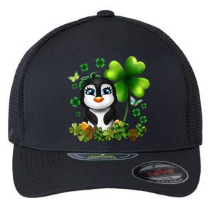 Girls St Patricks Day Gift For Penguin Kids Green Shamrock Women Gift Flexfit Unipanel Trucker Cap