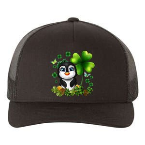 Girls St Patricks Day Gift For Penguin Kids Green Shamrock Women Gift Yupoong Adult 5-Panel Trucker Hat