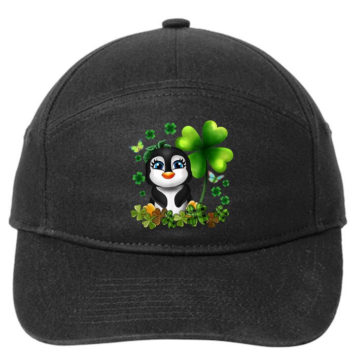 Girls St Patricks Day Gift For Penguin Kids Green Shamrock Women Gift 7-Panel Snapback Hat