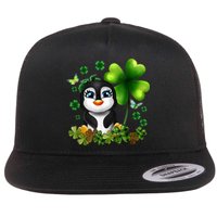 Girls St Patricks Day Gift For Penguin Kids Green Shamrock Women Gift Flat Bill Trucker Hat