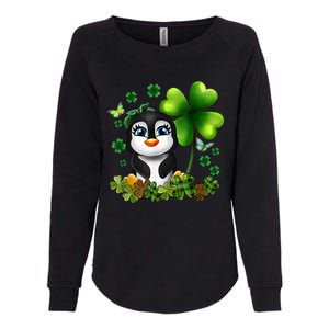 Girls St Patricks Day Gift For Penguin Kids Green Shamrock Women Gift Womens California Wash Sweatshirt