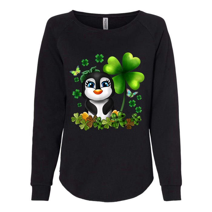 Girls St Patricks Day Gift For Penguin Kids Green Shamrock Women Gift Womens California Wash Sweatshirt