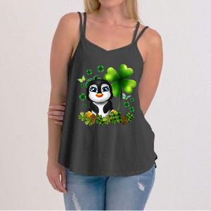 Girls St Patricks Day Gift For Penguin Kids Green Shamrock Women Gift Women's Strappy Tank