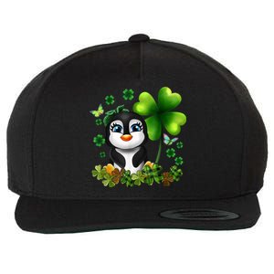 Girls St Patricks Day Gift For Penguin Kids Green Shamrock Women Gift Wool Snapback Cap