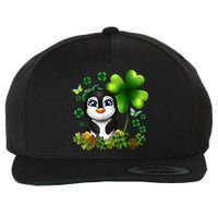 Girls St Patricks Day Gift For Penguin Kids Green Shamrock Women Gift Wool Snapback Cap