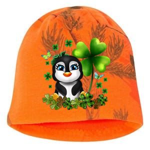 Girls St Patricks Day Gift For Penguin Kids Green Shamrock Women Gift Kati - Camo Knit Beanie