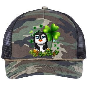 Girls St Patricks Day Gift For Penguin Kids Green Shamrock Women Gift Retro Rope Trucker Hat Cap