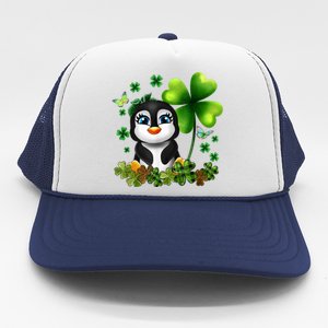 Girls St Patricks Day Gift For Penguin Kids Green Shamrock Women Gift Trucker Hat