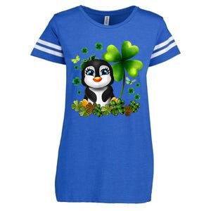 Girls St Patricks Day Gift For Penguin Kids Green Shamrock Women Gift Enza Ladies Jersey Football T-Shirt