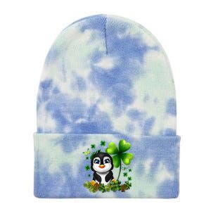 Girls St Patricks Day Gift For Penguin Kids Green Shamrock Women Gift Tie Dye 12in Knit Beanie