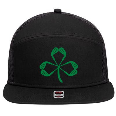 Golf St Patricks Day St Paddys Day Shamrock Irish Gift 7 Panel Mesh Trucker Snapback Hat