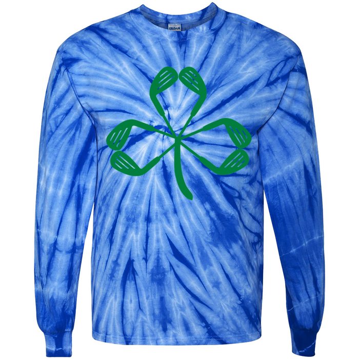 Golf St Patricks Day St Paddys Day Shamrock Irish Gift Tie-Dye Long Sleeve Shirt