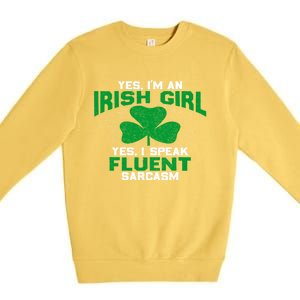 Green Saint Patricks Day St pattys Irish Shamrock Leprechaun Premium Crewneck Sweatshirt