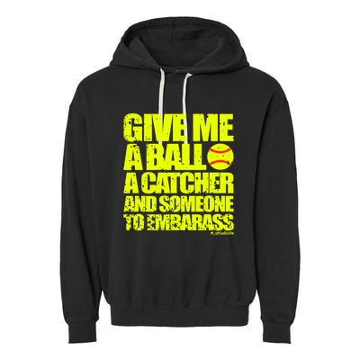 Girl Softball Pitcher Funny Garment-Dyed Fleece Hoodie