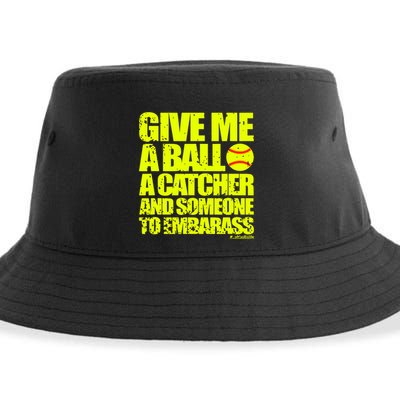 Girl Softball Pitcher Funny Sustainable Bucket Hat