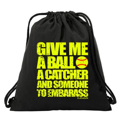 Girl Softball Pitcher Funny Drawstring Bag