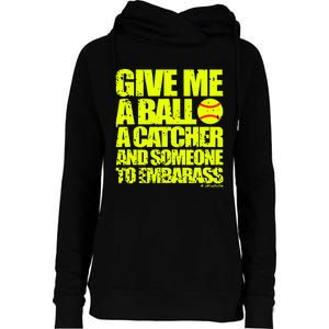 Girl Softball Pitcher Funny Womens Funnel Neck Pullover Hood