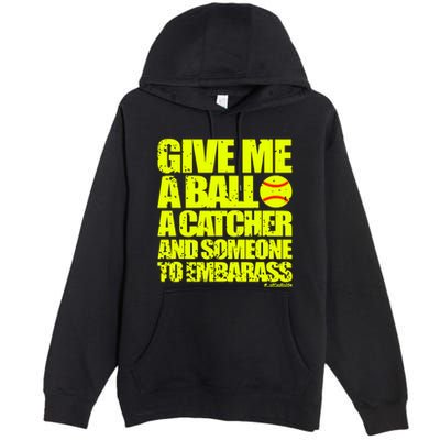 Girl Softball Pitcher Funny Premium Pullover Hoodie