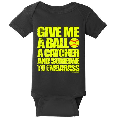Girl Softball Pitcher Funny Baby Bodysuit