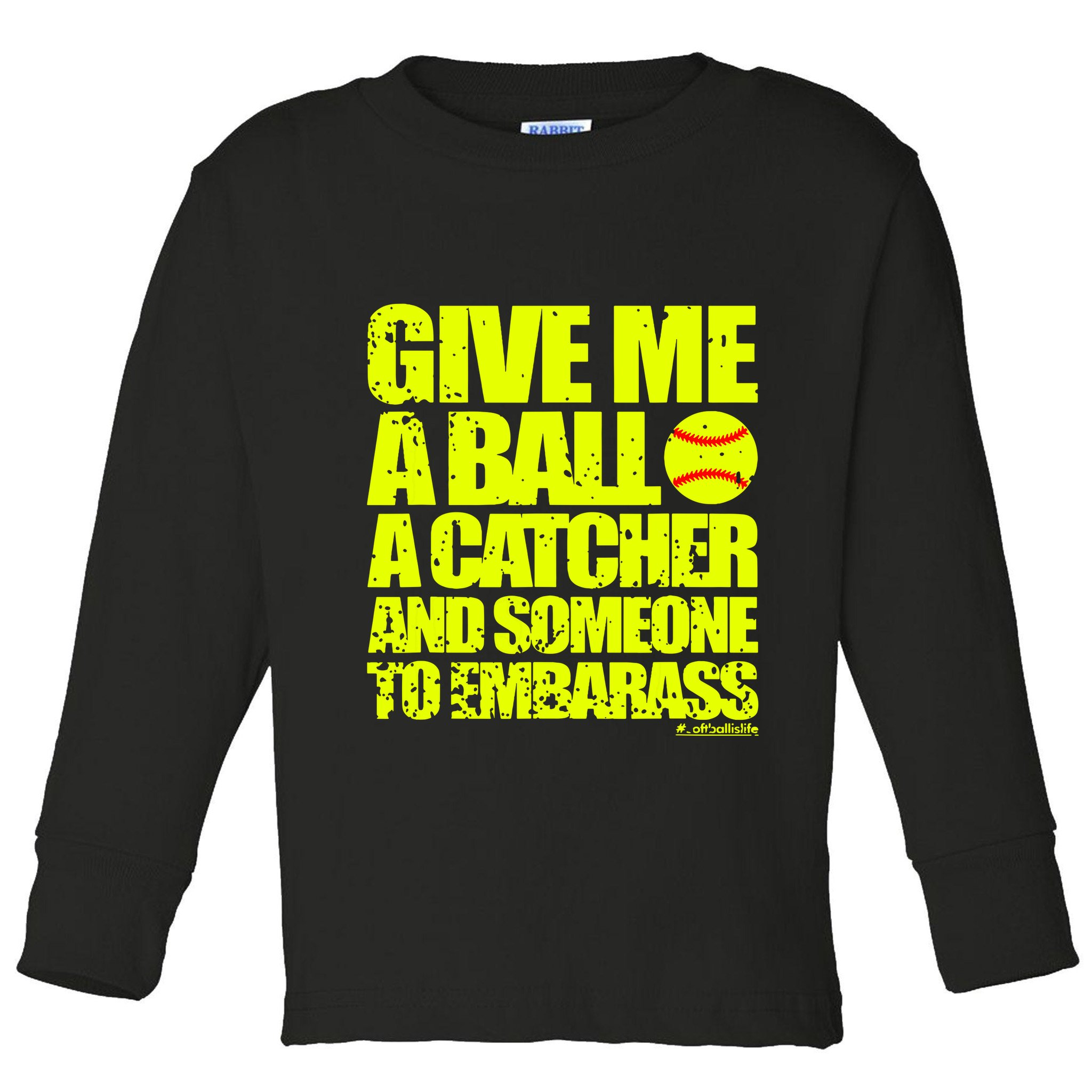 Girl Softball Pitcher Funny Toddler Long Sleeve Shirt