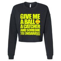Girl Softball Pitcher Funny Cropped Pullover Crew