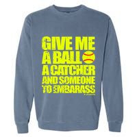 Girl Softball Pitcher Funny Garment-Dyed Sweatshirt