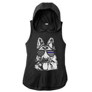 German Shepherd Police Flag Ladies PosiCharge Tri-Blend Wicking Draft Hoodie Tank