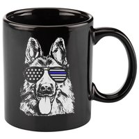 German Shepherd Police Flag 11oz C Handle Ceramic Mug
