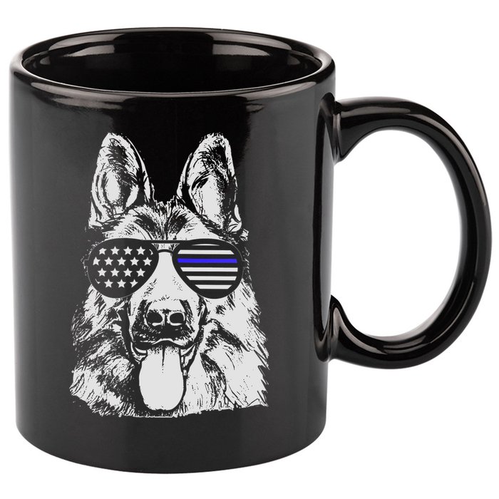 German Shepherd Police Flag 11oz C Handle Ceramic Mug