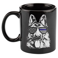 German Shepherd Police Flag 11oz C Handle Ceramic Mug