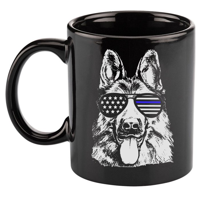German Shepherd Police Flag 11oz C Handle Ceramic Mug