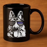 German Shepherd Police Flag 11oz C Handle Ceramic Mug
