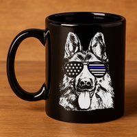 German Shepherd Police Flag 11oz C Handle Ceramic Mug