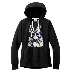 German Shepherd Police Flag Women's Fleece Hoodie