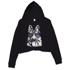 German Shepherd Police Flag Crop Fleece Hoodie