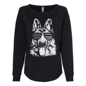 German Shepherd Police Flag Womens California Wash Sweatshirt