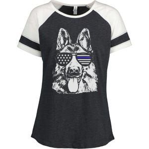 German Shepherd Police Flag Enza Ladies Jersey Colorblock Tee