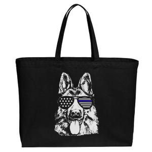 German Shepherd Police Flag Cotton Canvas Jumbo Tote