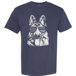 German Shepherd Police Flag Garment-Dyed Heavyweight T-Shirt