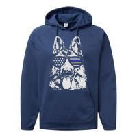 German Shepherd Police Flag Performance Fleece Hoodie