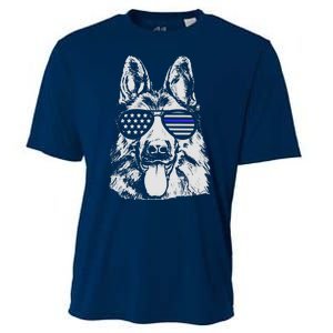 German Shepherd Police Flag Cooling Performance Crew T-Shirt