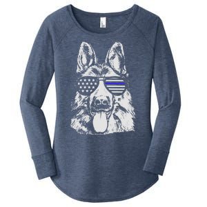 German Shepherd Police Flag Women's Perfect Tri Tunic Long Sleeve Shirt