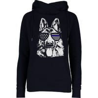 German Shepherd Police Flag Womens Funnel Neck Pullover Hood