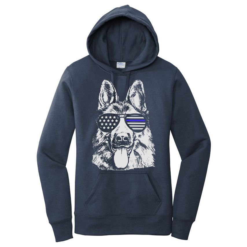 German Shepherd Police Flag Women's Pullover Hoodie