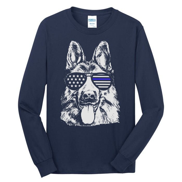 German Shepherd Police Flag Tall Long Sleeve T-Shirt